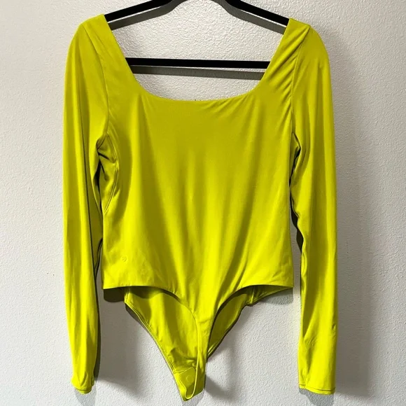 LULULEMON-NEW Bright Yellow Long Sleeve Bodysuit Size L - Picture 2 of 4